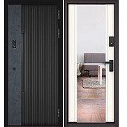 Дверь входная Сити Интегра Ай Кью ПП 401БГ/164 Черный матовый/Графит/Эмаль белоснежная, 1 замок, с ночной задвижкой