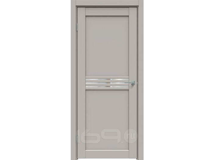 Дверь межкомнатная Concept-601 ПВХ Шелл грей, без декора, остекленная, зеркало, царговая