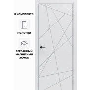 Дверь межкомнатная Порта ПТА-15 B ПЭТ, Shellac White в комплекте с врезанной черной магнитной защелкой, глухая, каркасно-щитовая