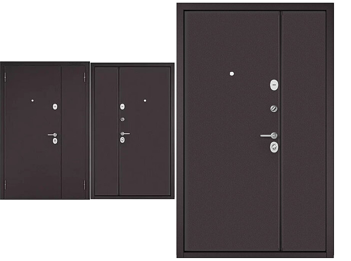 Дверь входная Мега Масс MM (порог) Шоколад букле/Шоколад букле, 2 замка, с ночной задвижкой