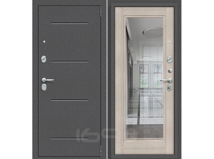 Дверь входная Porta S-2P 104/П61 Антик серебро/Cappuccino Veralinga, 2 замка, с ночной задвижкой