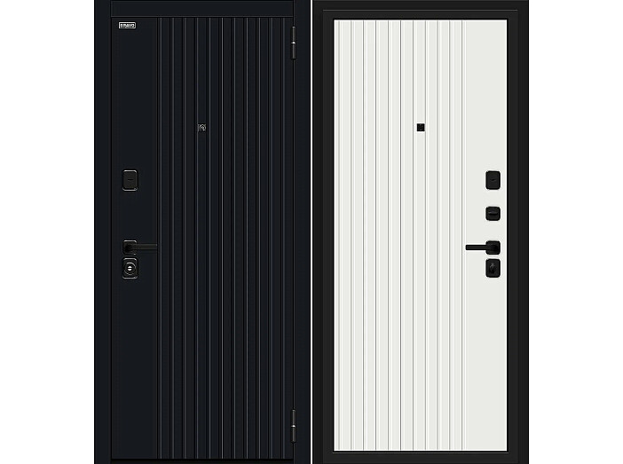 Дверь входная Граффити-32/32 Total Black/Super White, 2 замка, с ночной задвижкой