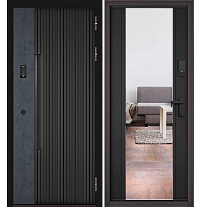 Дверь входная Сити Интегра Ай Кью ПП 401БГ/164 Черный матовый/Графит/Чёрный матовый, 1 замок, с ночной задвижкой