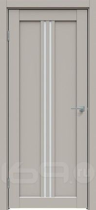 Дверь межкомнатная Concept-603 ПВХ Шелл грей, без декора, остекленная, сатинат белый, без кромки, царговая
