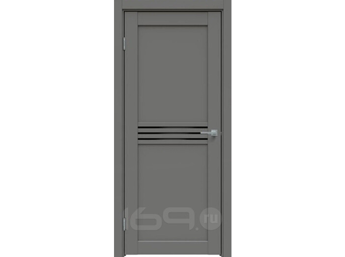 Дверь межкомнатная Concept-601 ПВХ Медиум грей, без декора, остекленная, лакобель чёрный, царговая