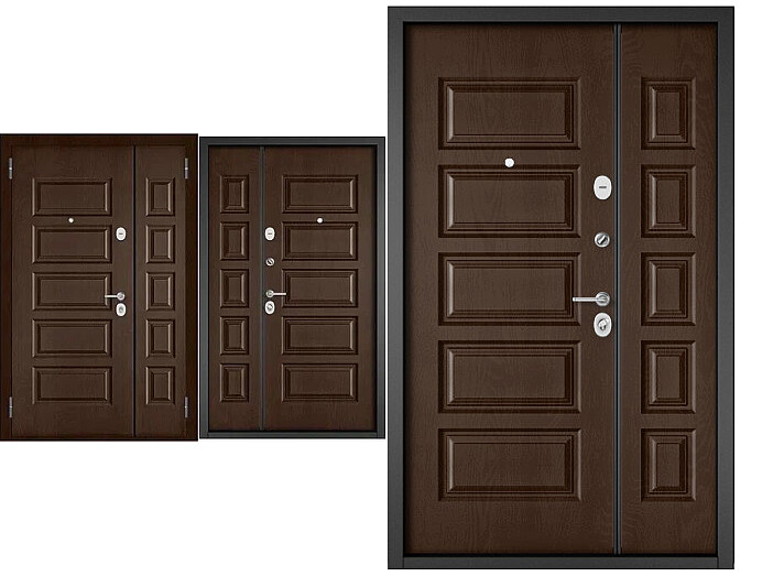 Дверь входная Мега Масс PP X-108/X-108 Дуб коньяк/Дуб коньяк, 2 замка, с ночной задвижкой
