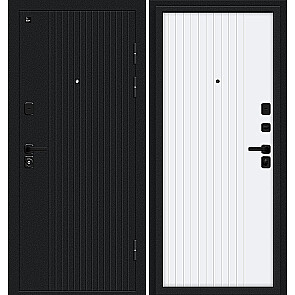 Дверь входная Тренд/SBlack Букле черное/White Matt, 2 замка, с ночной задвижкой