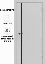 Дверь межкомнатная Порта ПТА-50.11 B ПЭТ, Shellac Grey в комплекте с врезанной черной магнитной защелкой, глухая, каркасно-щитовая