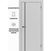 Дверь межкомнатная Порта ПТА-50.11 B ПЭТ, Shellac Grey в комплекте с врезанной черной магнитной защелкой, глухая, каркасно-щитовая