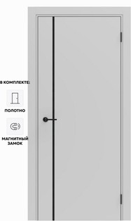 Дверь межкомнатная Порта ПТА-50.11 B ПЭТ, Shellac Grey в комплекте с врезанной черной магнитной защелкой, глухая, каркасно-щитовая