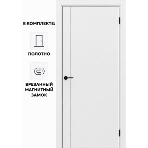 Дверь межкомнатная Порта-50.11 4A Полипропилен, Alaska в комплекте с врезанной матовый хром магнитной защелкой, глухая, кромка алюминиевая матовый хром, каркасно-щитовая