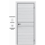 Дверь межкомнатная Порта-52 4AB Полипропилен, White Oak в комплекте с врезанной черной магнитной защелкой, глухая, кромка алюминиевая черная матовая, каркасно-щитовая