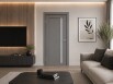 Дверь межкомнатная Concept-604 ПВХ Медиум грей, без декора, остекленная, сатинат белый, без кромки, царговая