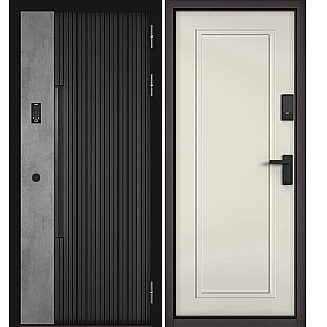 Дверь входная Сити Интегра Ай Кью ПП 401БС/1 CSmart Черный матовый/Бетон серый/Эмаль молоко, 1 замок, с ночной задвижкой