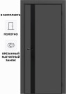 Дверь межкомнатная Порта-51 4AB ПЭТ, Shellac Graphite в комплекте с врезанной черной магнитной защелкой, глухая, кромка алюминиевая черная матовая, каркасно-щитовая
