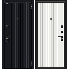 Дверь входная Граффити-32/32 Total Black/Super White, 2 замка, с ночной задвижкой