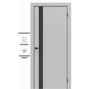 Дверь межкомнатная Порта-51 4AB Полипропилен, Nardo Grey в комплекте с врезанной черной магнитной защелкой, глухая, кромка алюминиевая черная матовая, каркасно-щитовая