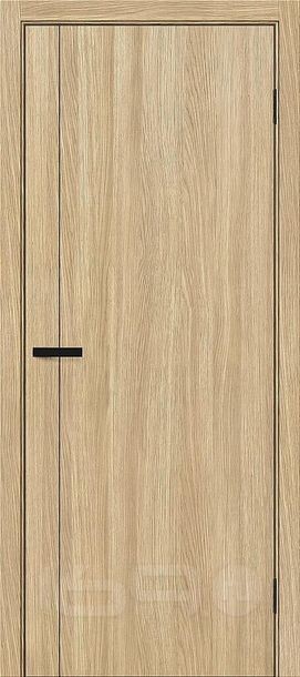 Дверь межкомнатная Браво-0.10.А ПЭТ Real Oak, глухая, без стекла, кромка алюминиевая черная матовая, каркасно-щитовая