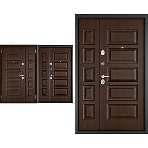 Дверь входная Мега Масс PP X-108/X-108 Дуб коньяк/Дуб коньяк, 2 замка, с ночной задвижкой