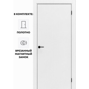 Дверь межкомнатная Порта-50 4A Полипропилен, Alaska в комплекте с врезанной матовый хром магнитной защелкой, глухая, кромка алюминиевая матовый хром, каркасно-щитовая
