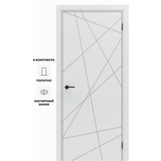 Дверь межкомнатная Порта ПТА-15 B ПЭТ, Shellac White в комплекте с врезанной черной магнитной защелкой, глухая, каркасно-щитовая