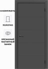 Дверь межкомнатная Порта ПТА-4 B ПЭТ, Shellac Graphite в комплекте с врезанной черной магнитной защелкой, глухая, каркасно-щитовая