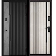 Дверь входная Сити Интегра Ай Кью ПП 401БС/Si-11 Черный матовый/Бетон серый/Бетон серый, 1 замок, с ночной задвижкой