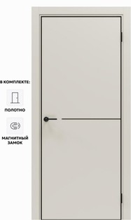 Дверь межкомнатная Порта-50.1 4AB ПЭТ, Keramik Valse в комплекте с врезанной черной магнитной защелкой, глухая, кромка алюминиевая черная матовая, каркасно-щитовая