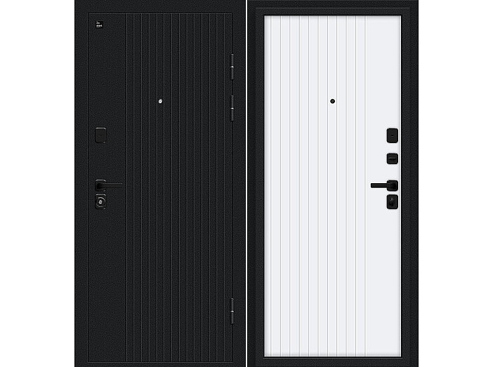 Дверь входная Тренд/SBlack Букле черное/White Matt, 2 замка, с ночной задвижкой