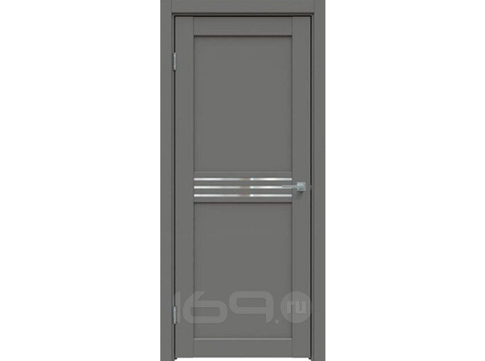 Дверь межкомнатная Concept-601 ПВХ Медиум грей, без декора, остекленная, зеркало, царговая
