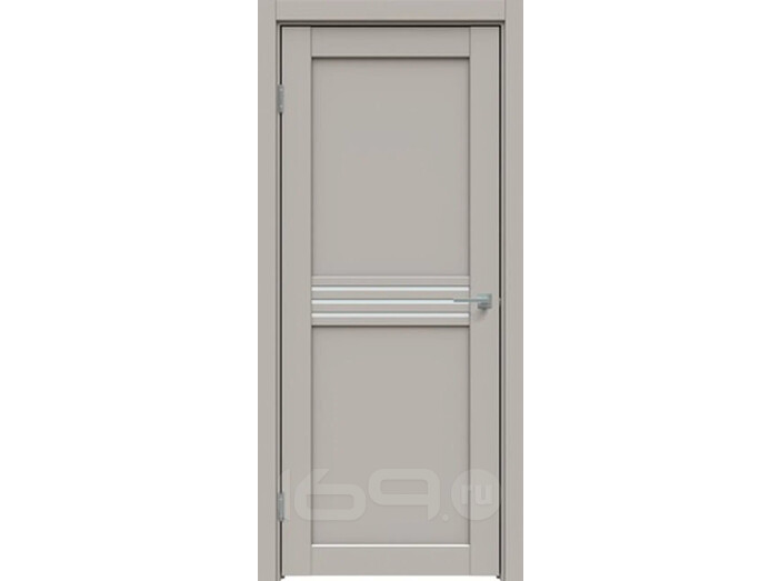 Дверь межкомнатная Concept-601 ПВХ Шелл грей, без декора, остекленная, сатинат белый, царговая