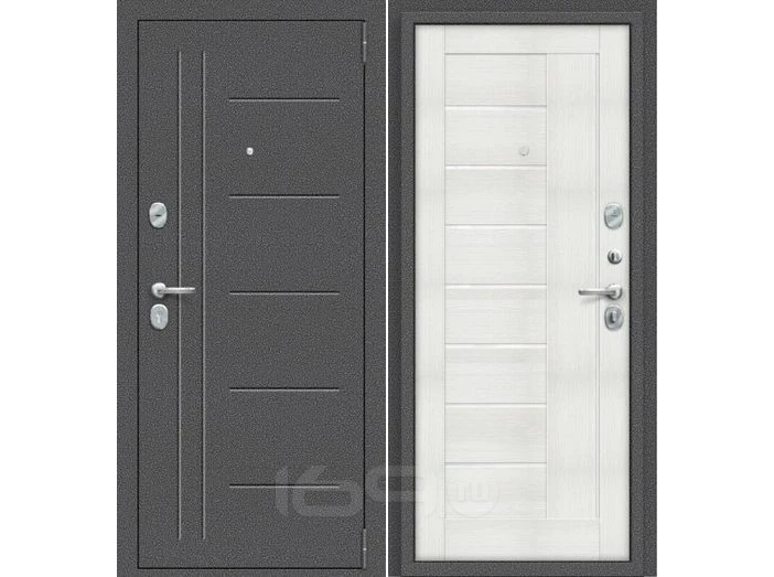 Дверь входная Porta S-2P 109/П29 Антик серебро/Bianco Veralinga, 2 замка, с ночной задвижкой