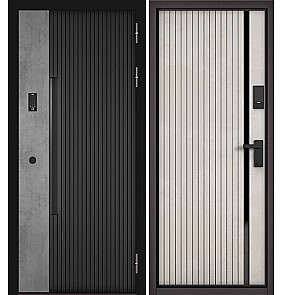 Дверь входная Сити Интегра Ай Кью ПП 401БС/Si-11 Черный матовый/Бетон серый/Бетон серый, 1 замок, с ночной задвижкой