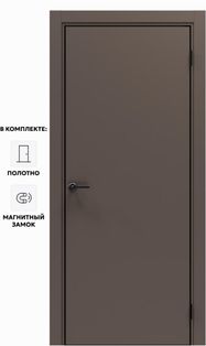 Дверь межкомнатная Порта-50 4AB ПЭТ, Keramik Brown в комплекте с врезанной черной магнитной защелкой, глухая, кромка алюминиевая черная матовая, каркасно-щитовая