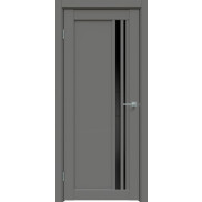 Дверь межкомнатная Concept-608 ПВХ Медиум грей, без декора, остекленная, лакобель чёрный, без кромки, царговая