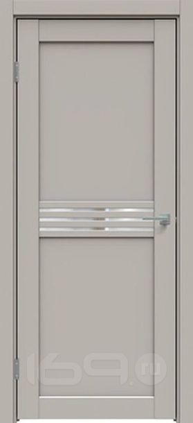 Дверь межкомнатная Бизнес класс-601 ПВХ Шелл грей, без декора, остекленная, зеркало, без кромки, царговая