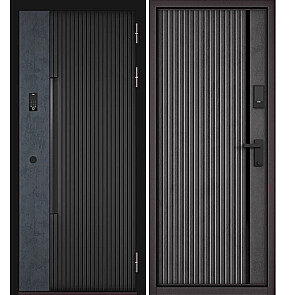 Дверь входная Сити Интегра Ай Кью ПП 401БГ/Si-7 Черный матовый/Графит/Бетон графит, 1 замок, с ночной задвижкой