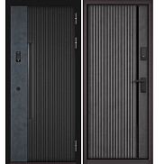 Дверь входная Сити Интегра Ай Кью ПП 401БГ/Si-7 Черный матовый/Графит/Бетон графит, 1 замок, с ночной задвижкой