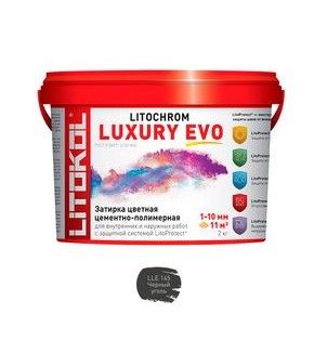 LITOCHROM LUXURY EVO LLE.145 Черный уголь, 2kg ведро