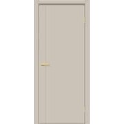 Дверь межкомнатная Браво-0.10.П (SG:P3) ПЭТ Cream Silk, золотые матовые вставки, глухая, каркасно-щитовая