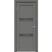 Дверь межкомнатная Concept-602 ПВХ Медиум грей, без декора, остекленная, лакобель чёрный, царговая