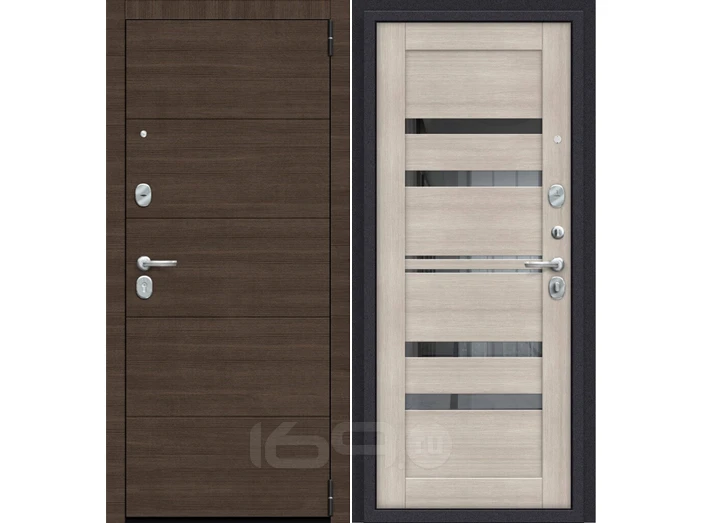 Дверь входная Porta S-3P 4/П30 Brownie/Cappuccino Veralinga, 2 замка, с ночной задвижкой