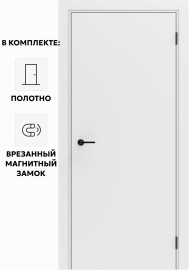 Дверь межкомнатная Порта ПТА-50 B ПЭТ, Shellac White в комплекте с врезанной черной магнитной защелкой, глухая, каркасно-щитовая