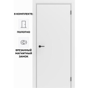 Дверь межкомнатная Порта ПТА-50 B ПЭТ, Shellac White в комплекте с врезанной черной магнитной защелкой, глухая, каркасно-щитовая