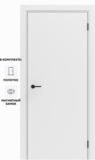 Дверь межкомнатная Порта ПТА-50 B ПЭТ, Shellac White в комплекте с врезанной черной магнитной защелкой, глухая, каркасно-щитовая