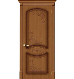 Дверь межкомнатная Азалия Шпонированные, Ф-11 (Орех), глухая, филенчатая