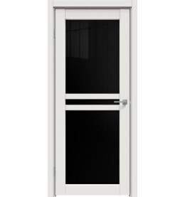 Дверь межкомнатная Concept-506 ПВХ, Белоснежно матовый, остекленная, лакобель чёрный, царговая
