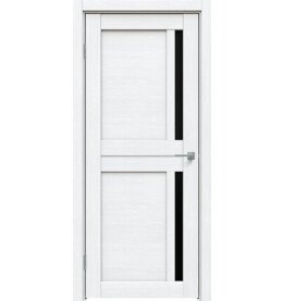 Дверь межкомнатная Concept-562 ПВХ, Дуб серена белый кристалл, остекленная, лакобель чёрный, царговая