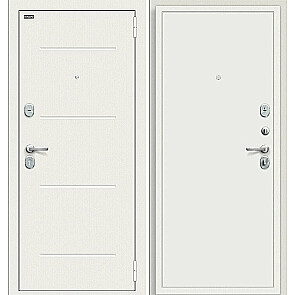 Дверь входная Аура Kale Off-white/Шагрень белая, 2 замка, с ночной задвижкой