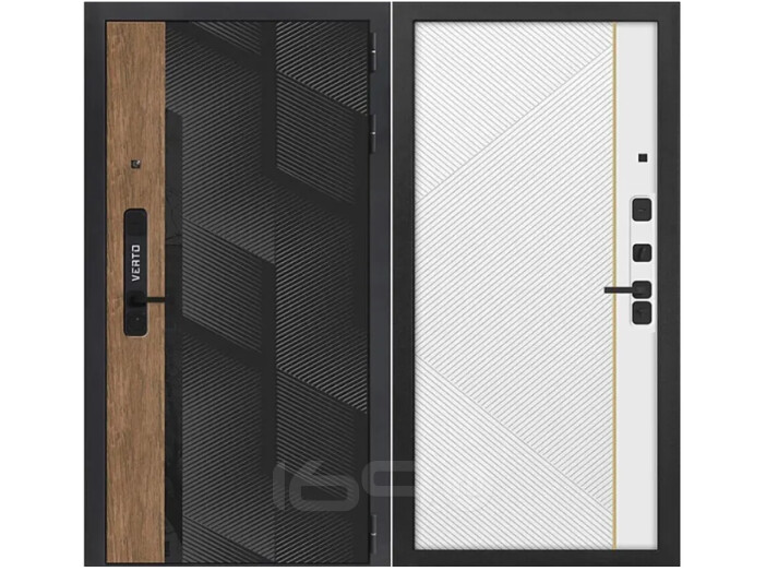 Дверь входная Vetro 6 Орех пекан медовый/Эмалит белый, 2 замка